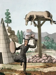 En sibirsk tartarsjaman og gravplass, ca. 1811