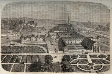 Abbey of Chelles (Seine et Marne) - gravering i "Histoire de France" av Victor Duruy (1811-1894) - 1882