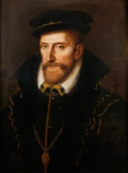Admiral Gaspard de Coligny, fransk kalvinist, statsmann og offiser, myrdet under Bartolomeusnatten …
