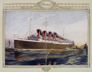 Reklamebrosjyre for rutebåten "" Frankrike", 1900-tallet