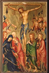 Altarolo del Bargello: Korsfestelsen (Bargello-diptyket, Korsfestelsen). Anonymt maleri fra den franske skolen på 1300-tallet, Firenze, Museo Nazionale del Bargello