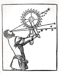 En astrolabium, illustrasjon fra Cosmographia av Petrus Apianus (1495-1552), utgitt i Paris av Vivant Gualtherot, 1551 Vivant