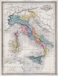 Det gamle Italia - Plate hentet fra "" Universal Atlas of Ancient and Modern Geography for Residential Schools"" av Vuillemin - ca. 1845