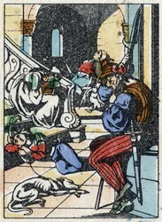 Anonymous illustration for “La belle au bois dormant”, tale by Charles Perrault (1628-1703), French writer. Wood engraving of Imaging Pellerin - Epinal, sd. Late 19th century.