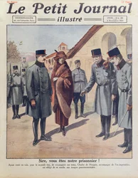 Arrestasjon ved Gyoer av Charles IV og dronning Zita etter hans andre mislykkede forsøk på å gjenvinne tronen i Ungarn i 1921, forside av Le Petit Journal, 6. november 1921