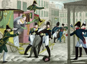 Drapet på Charles-Ferdinand av Frankrike (1778-1820), hertug av Berry, av Louis Louvel, foran operahuset i Rue de Richelieu