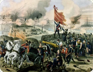 Angrep ved Pont de Neuilly og Courbevoie, 2. april 1871 (litho)