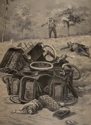 Bilulykke, illustrasjon fra Le Petit Journal: Supplement illustrerer, 1898