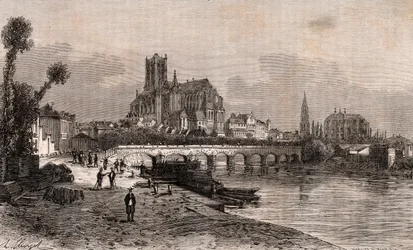 Auxerre - Bourgogne-Franche-Comte - gravering i "La France illustrée: geografi, historie, statistisk administrasjon" av VA Malt-Brown. 1884