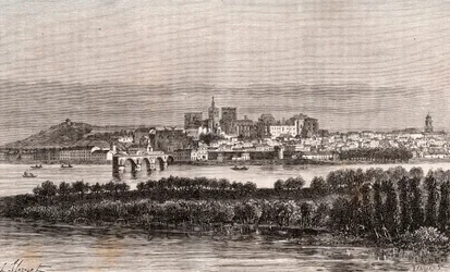 Avignon i Vaucluse - gravering i "La France illustrée: geografi, historie, statistisk administrasjon" av V.A. Malt-Brown. 1884