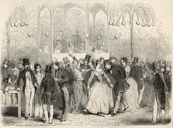 Bal Mabille (dans- og fornøyelsesetablissement, avenue Montaigne, Paris) Gravering i "Tableau-de-Paris" av Edmond Texier 1852