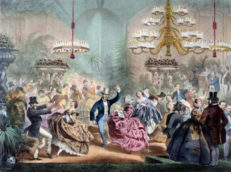 Ball på Jardin d#39;Hiver Anonym litografi fra 1800-tallet Paris, Musée Carnavalet