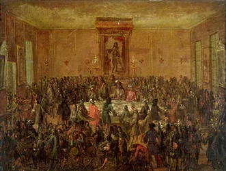 Bankett gitt til ære for Louis XIV (1638-1715) av Corps Municipal på Hotel-de-Ville, ca. 1680