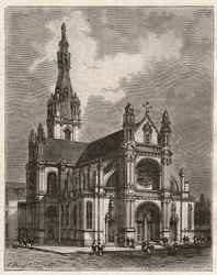 Basilique Sainte-Anne (Sainte Anne) d'Auray (1866-1872) - lokalisert ved Sainte-Anne-d'Auray i Bretagne - gravering i "La France illustrée: geographie, histoire, administrationstatistique" av VA Malt-Brown. 1884