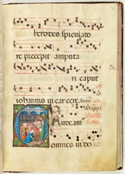 Jomfruens fødsel, Gradvis, f.76 (blekk, tempera og bladgull på pergament)