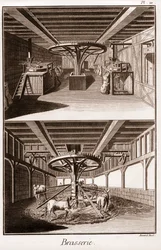 Brasserie - "The Grande Encyclopedia, eller Dictionnaire Raisonne des Sciences, des Arts et des Metiers" (Encyclopedia or Dictionary of the Sciences, Arts and Professions) av Denis Diderot (1713-1784) og Jean d'Alembert (1717-1783)