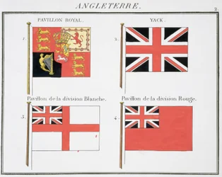 British Maritime Flags, fra en fransk bok med flagg, ca. 1819