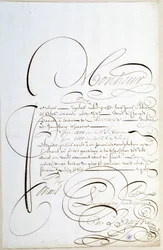 Kalligrafi: Regnskapsbrev kalligrafert rundt 1678 av Francois de Bruyn.
