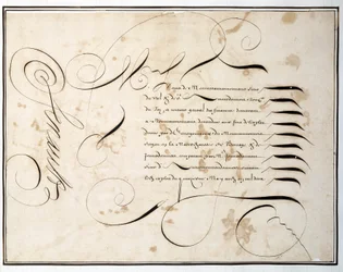 Calligraphy: Manuscript chart of financial round around the second half of the 17th century by Louis Senault