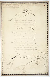 Kalligrafi: Mottaksstykke datert 1737 av Andre Francois Roland.
