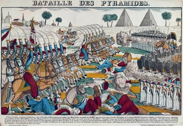Kampanje (ekspedisjon) av Egypt (1798-1801): Slaget ved Egypt 21.07.1798. Gravering av 1800-tallet.