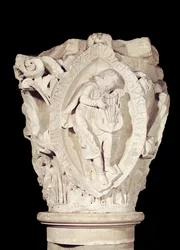 Kapital som viser den tredje nøkkelen til Plainsong med en luttspiller, ca. 1095