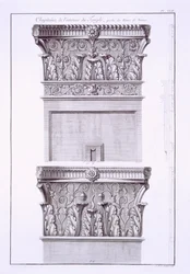 Hovedsteder fra tempelet nær de romerske badene, Nimes, fra Antiquites de la France: Vol I, Monuments de Nimes