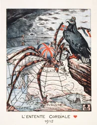 Tegneserie om Entente cordiale i 1915 - plakat av byen Paris.