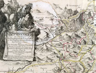 Kartusj fra et kart over Cevennes-regionen, 1703
