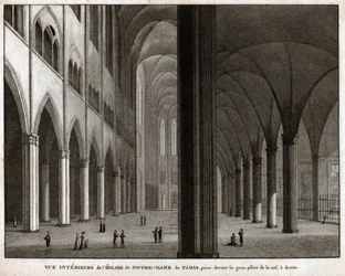 Notre-Dame de Paris katedral. (gravering, ca. 1850)