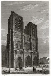 Notre-Dame de Paris katedral. (gravering, ca. 1850)