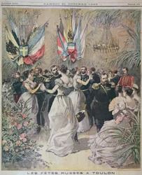 Feiringer til ære for besøket til den russiske flåten i Toulon, forside av le Petit Journal, 21. oktober 1893