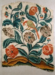 Stolrygg, ca. 1725-50 (broderi på lerret)