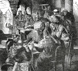 Karl den Store med elever og lærere ved hans slottsskole i Aachen, ca. 1890