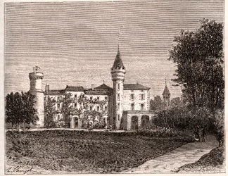 Chateau de Lamartine - 71520 Saint Point - engraving in “La France illustree: geography, history, statistical administration” by V.A. Malt-Brown. 1884