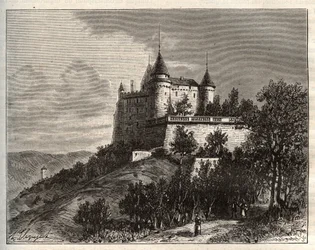 Chateau de Mercues - Cahors - gravering i "La France illustree: geografi, historie, statistisk administrasjon" av VA Malt-Brown. 1884