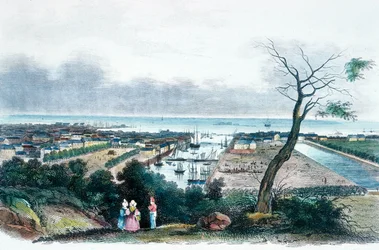 Cherbourg, Normandie (fargegravering)