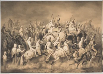 Chir Singh, Maharajah av sikhene og kongen av Punjab med sitt følge på jakt nær Lahore, fra 