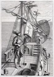 Christopher Columbus på traileren hans, syk. "" Discovery de la Terre"" av Jules Verne, red. Hetzel, n.d. 19.