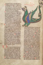 Torsk. Guelf. 1 Gud. lat. 40v, tekst med illustrasjon av en drage, fra Liber Floridus av Lambert de Saint-Omer c.1120