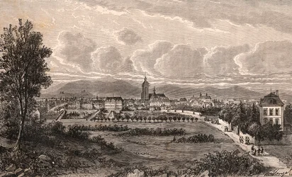 Colmar - Haut-Rhin, i Alsace - gravering i "Frankrike illustrert: geografi, historie, statistisk administrasjon" av VA Malt-Brown. 1884