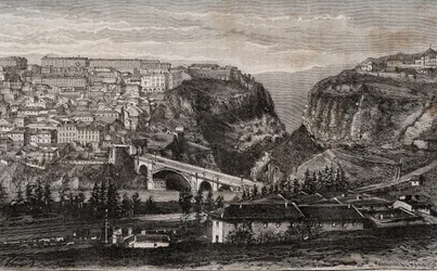 Constantine (Algeria) - gravering i "" La France illustree: geografi, historie, statistisk administrasjon"" av V.A. Malt-brun. 1884
