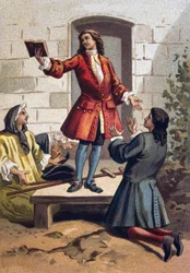 Convulsionary praksis (Convulsionnaires of Saint-Medard) - Jansenisme: krampene (jansenistiske fanatikere) på kirkegården Saint Medard (Saint-Medard) under Louis XV. kromolitografi rundt 1890.