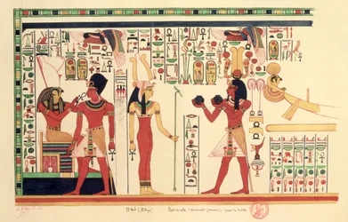 Kopi av en freske fra tempelet til Amenophis III i El Kab (Elethya) 1841