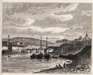 Corbeil Essonnes - gravering i "La France illustrée: geografi, historie, statistisk administrasjon" av V.A. Malt-Brown. 1884