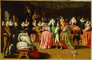 Hoffball på Palais du Louvre i anledning bryllupet til Anne, hertug av Joyeuse …