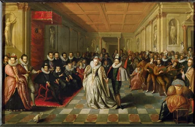 Hoffball på Palais du Louvre i anledning bryllupet til Anne, hertug av Joyeuse …