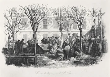 Gårdsplassen til Paris St. Lazare fengsel, ca. 1840