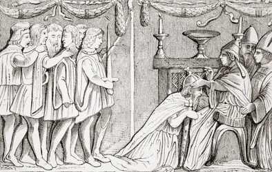 Sigismunds kroning som tysk-romersk keiser ved pave Eugenius IV i 1433, fra «L