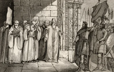 Dagobert (603-39) Ta ned banneret på St. Denis, fra 
